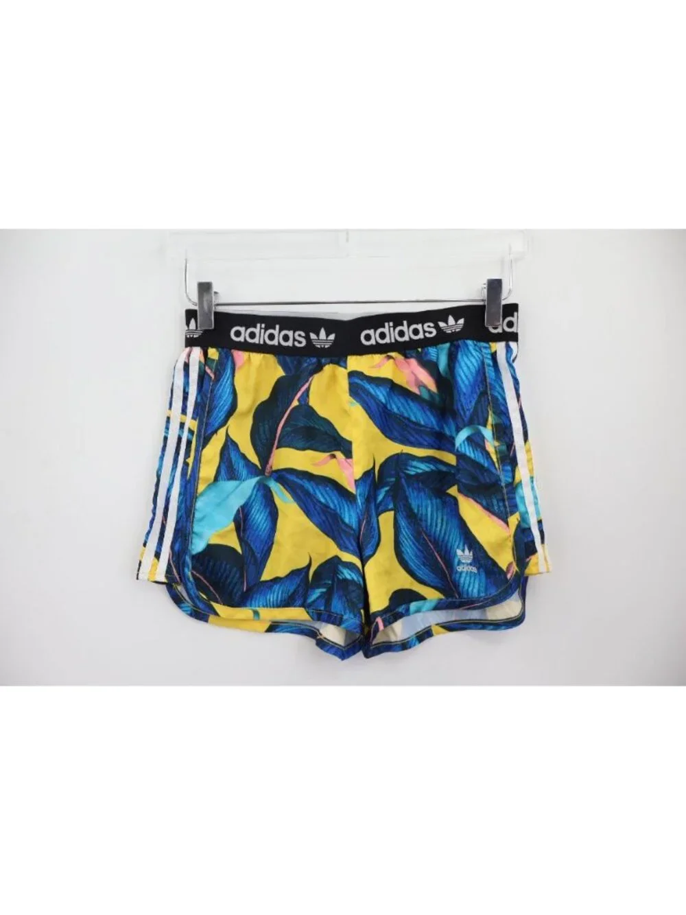 Adidas x Farm Rio Blue Yellow Palm Leaf Shorts Size Small Women Running